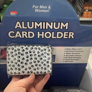 Aluminum Card Holder with Paw Print Design